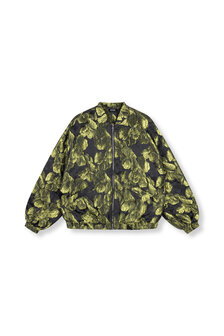 Bomber jacquard gebloemd Ash zwart/lime - Refined Department