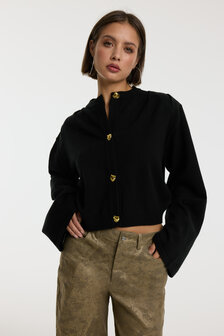 Vest oversized Lindy met goudkleurige knopen zwart - Refined Department