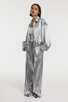Bomber satin look Dia zilverkleurig - Refined Department