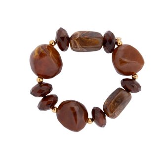 Armband B56504-4 grote kralen bruin - Day&amp;Eve