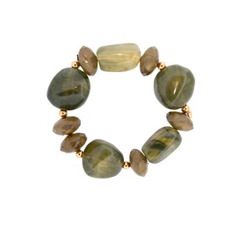 Armband B56504-3 grote kralen olijf - Day&amp;Eve