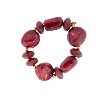 Armband B56504-2 grote kralen donkerrood - Day&amp;Eve