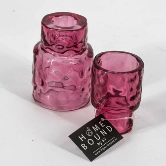 Kandelaar glas roze