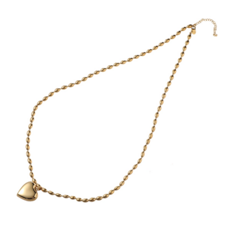 Ketting N56077-2 long heart +beads goud - ​​​​​​​Day&amp;Eve