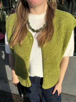 Dames Teddy Gilet &ndash; lichtgroen