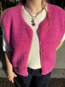 Dames Teddy Gilet &ndash; Knal Roze