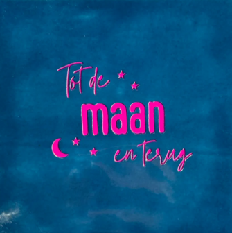 Tegeltje Tot de maan en terug donkerblauw/roze - YETT
