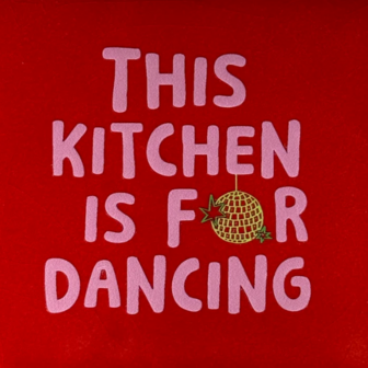 Tegeltje This kitchen is for dancing rood/warmroze - YETT