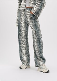 Broek Elma grijze denim balloon jeans met tijgerprint - Refined Department