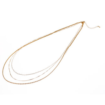 Driedubbele ketting N61303-2 met hartjes lang goud - ​​​​​​​Day&amp;Eve