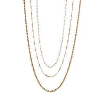 Driedubbele ketting N61303-2 met hartjes lang goud - ​​​​​​​Day&amp;Eve