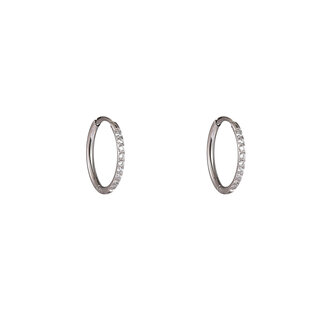 Oorbellen E61066-1 steentjes hoops 10mm zilver - Day&amp;Eve