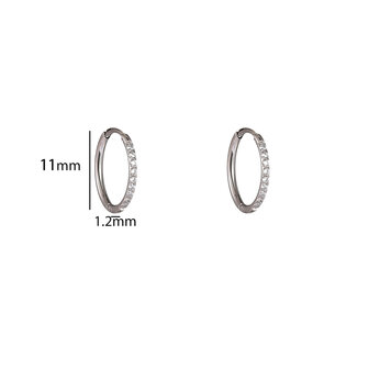 Oorbellen E61066-1 steentjes hoops 10mm zilver - Day&amp;Eve