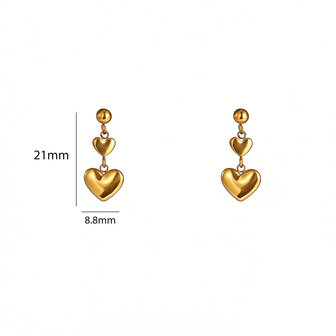 Oorbellen E61184-2 hartjes goud - Day&amp;Eve