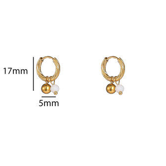 Oorbellen E61144-1 wit en goud kraaltje goud - Day&amp;Eve