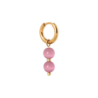 Oorbel per stuk K.SH.369.1 Pink cat eye goud - Label Kiki