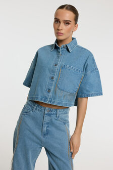 Denim top Adeline blauw - Refined Department