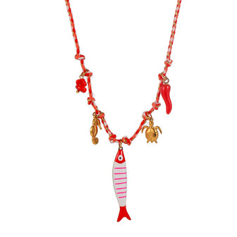 Ketting TN61442-2 rode vis tiny goud - Day&amp;Eve 