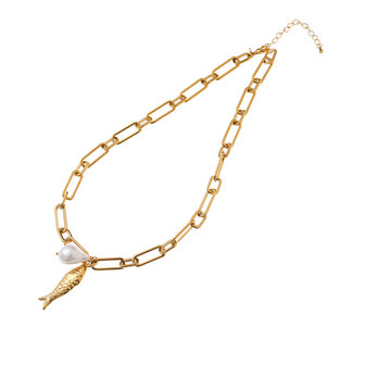 Ketting N61331-2 parel met vis goud - Day&amp;Eve