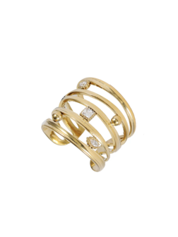 Ring breed met steentjes goud - Rose &amp; Camellia