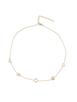 Ketting hartje, strikje en zonnetje goud - Rose &amp; Camellia
