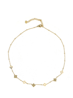 Ketting klavertjes dicht en open goud - Rose &amp; Camellia