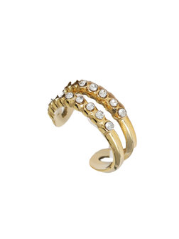 Ear cuff dubbele rij diamantjes goud - Rose&amp;Camellia