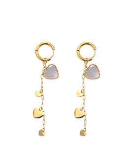 Oorbellen lange hangers met hartjes goud - Rose&amp;Camellia