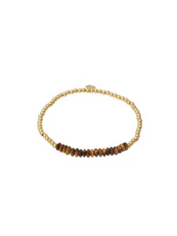 Armband kraaltjes donkerbruin goud - Rose &amp; Camellia