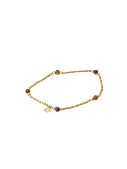 Armband kraaltjes vijf donkerbruin goud - Rose &amp; Camellia