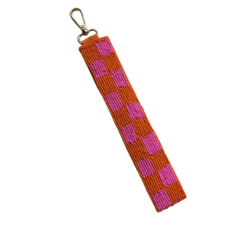 Sleutelhanger Ruitjes oranje/roze - Loffs