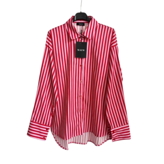 Blouse Iconic gestreept rood roze