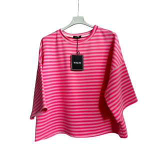 T-shirt Salut! gestreept roze