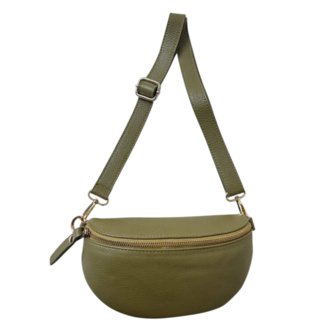 Tas crossbody leer kaki