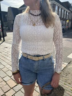 Kanten top met lange mouwen wit