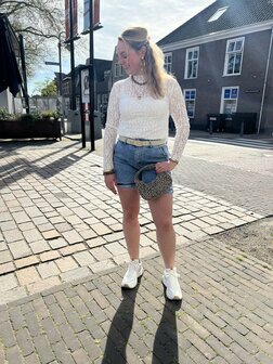 Kanten top met lange mouwen wit