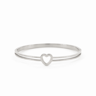 Bangle Giselle open hartje zilver - Kalli