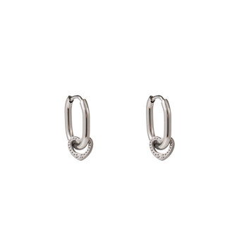 Oorbellen E61081-1 ovale hoops met hartje zilver - Day&amp;Eve