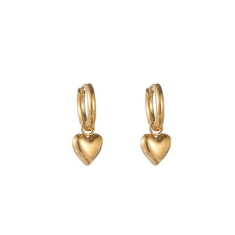 Oorbellen E1799-2 ringetjes met bol hartje goud - Day&amp;Eve