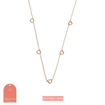 Ketting N4479-2 hartjes bewerkt goud - Day&amp;Eve