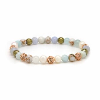 Armband spiral Bente elastiek rosegold crystal XS - Karma