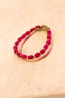 Armband K.SA.381.1 red velvet goud - Label Kiki