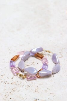 Armband K.EX.68.1 lilac stones goud - Label Kiki