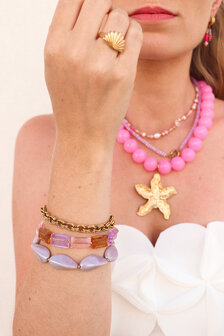 Armband K.EX.68.1 lilac stones goud - Label Kiki