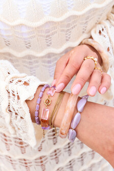 Armband K.EX.68.1 lilac stones goud - Label Kiki