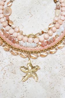 Ketting K.SK.268.1 peachy beads goud - Label Kiki