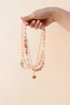 Ketting K.SK.268.1 peachy beads goud - Label Kiki
