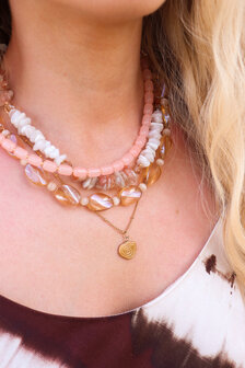 Ketting K.SK.268.1 peachy beads goud - Label Kiki