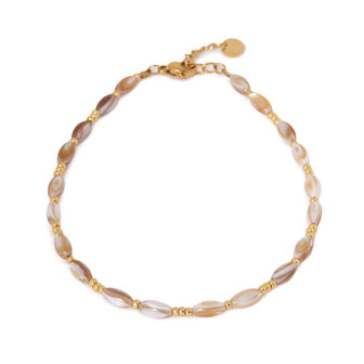 Enkelbandje K.E.55.1 Natural shell goud - Label Kiki