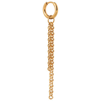 Oorbel per stuk K.SH.410.1 Double long chain goud - Label Kiki